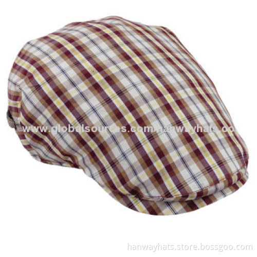 Men's plaid brown ivy hat